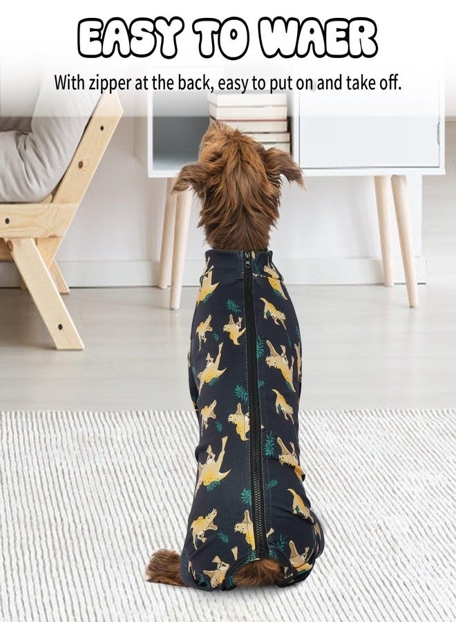 أيدوميك بيجامات كلاب من إيدوميك، ملابس بيجامات ناعمة للكلاب بسحاب، قمصان كلاب قابلة للتهوية للأولاد والبنات، قميص قطعة واحدة للكلاب، بدلة تعافي للكلاب الصغيرة والمتوسطة والكبيرة، ملابس داخلية لتخفيف قلق الكلاب، رمادي داكن، مقاس صغير - Image 4